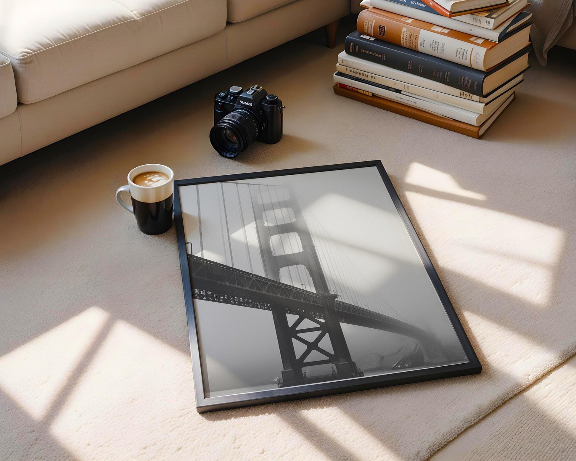 World Landmark | Golden Gate Bridge Print | Black and White Photography, San Francisco Wall Art wall art print, minimalist black and white poster, modern Scandinavian wall decor, Monohaus
