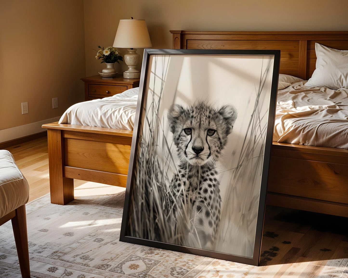 Wildlife Poster | Cheetah Cub Portrait | Minimalist  Fine Art Print wall art print, minimalist black and white poster, modern Scandinavian wall decor, Monohaus