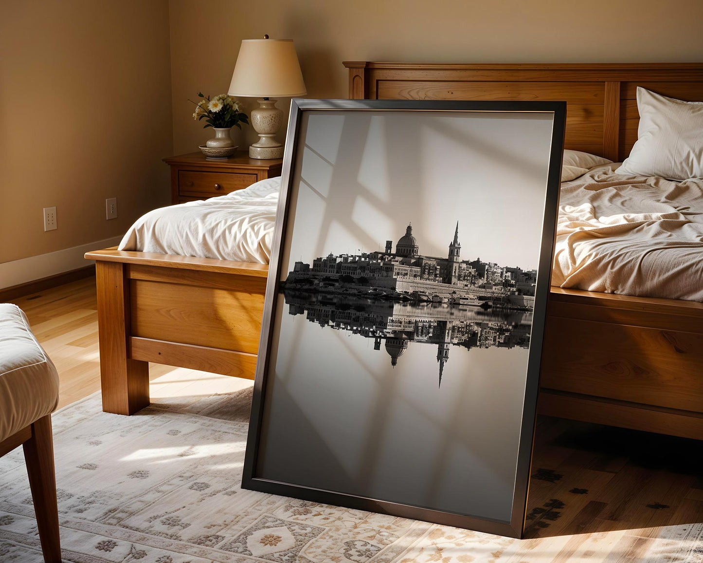 World Landmark | Valletta Malta Print | St Paul's Cathedral Black and White Photography wall art print, minimalist black and white poster, modern Scandinavian wall decor, Monohaus