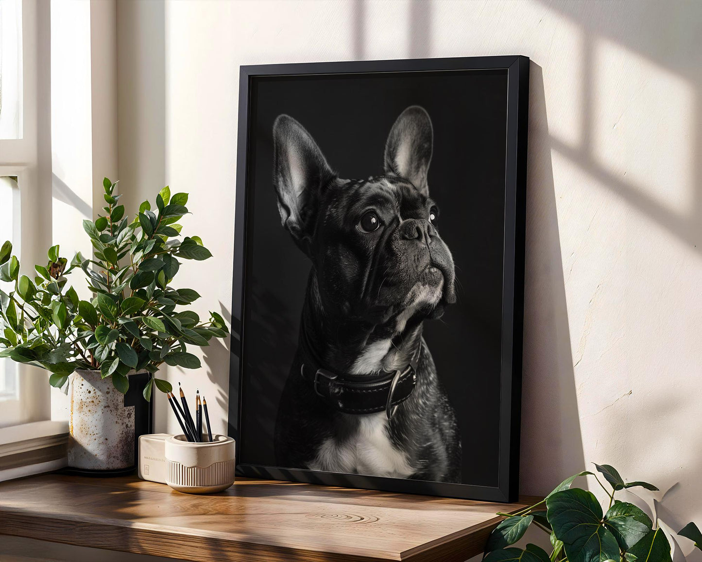 Dog Photography French Bulldog Portrait Print | Black and White Minimalist Poster wall art print, minimalist black and white poster, modern Scandinavian wall decor, Monohaus