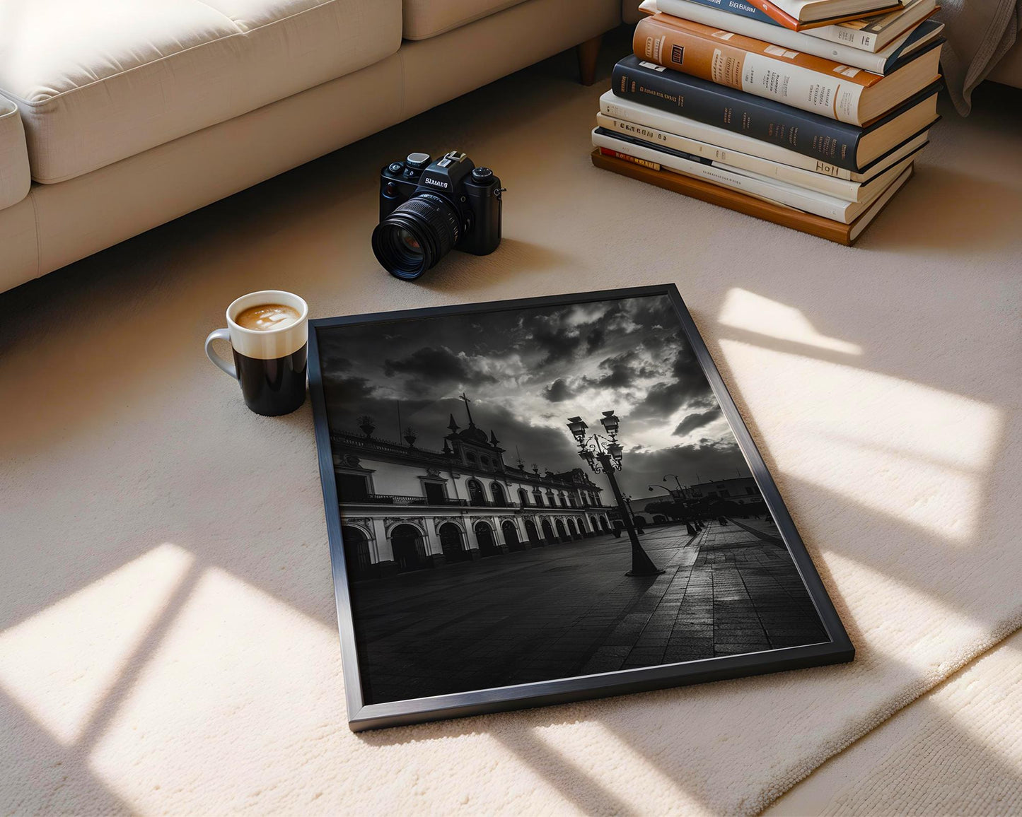 World Landmark | Puebla Mexico Photography Print | Black and White Colonial Architecture wall art print, black and white architectural poster, minimalist modern Scandinavian wall decor, Monohaus