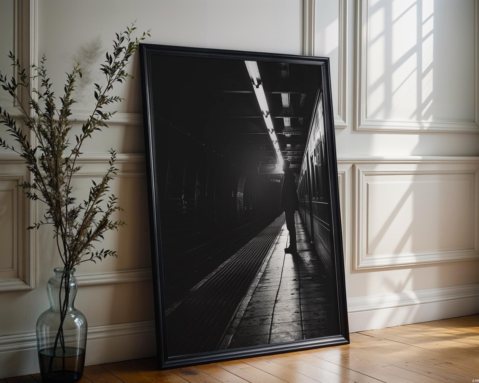 Minimal Wall Art Subway Silence | Black and White Street Photography wall art print, black and white architectural poster, minimalist modern Scandinavian wall decor, Monohaus