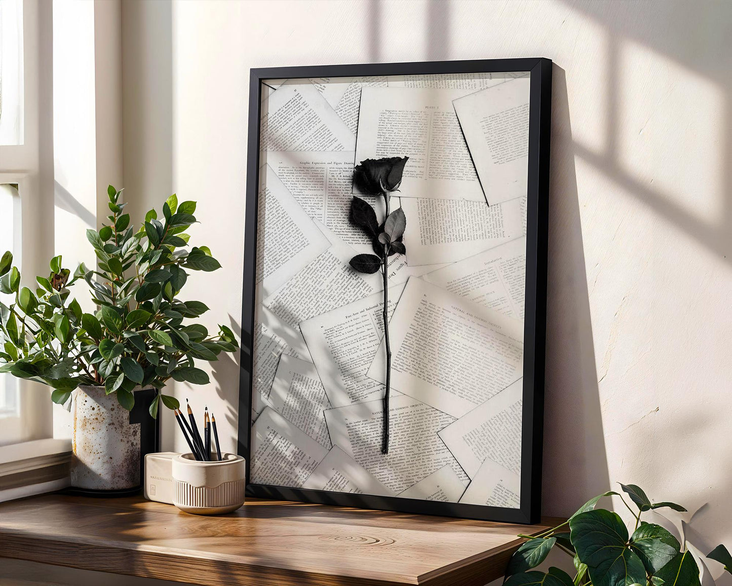 Black Rose Photography Print | Dark Academia, Literary Wall Art wall art print, minimalist black and white poster, modern Scandinavian wall decor, Monohaus