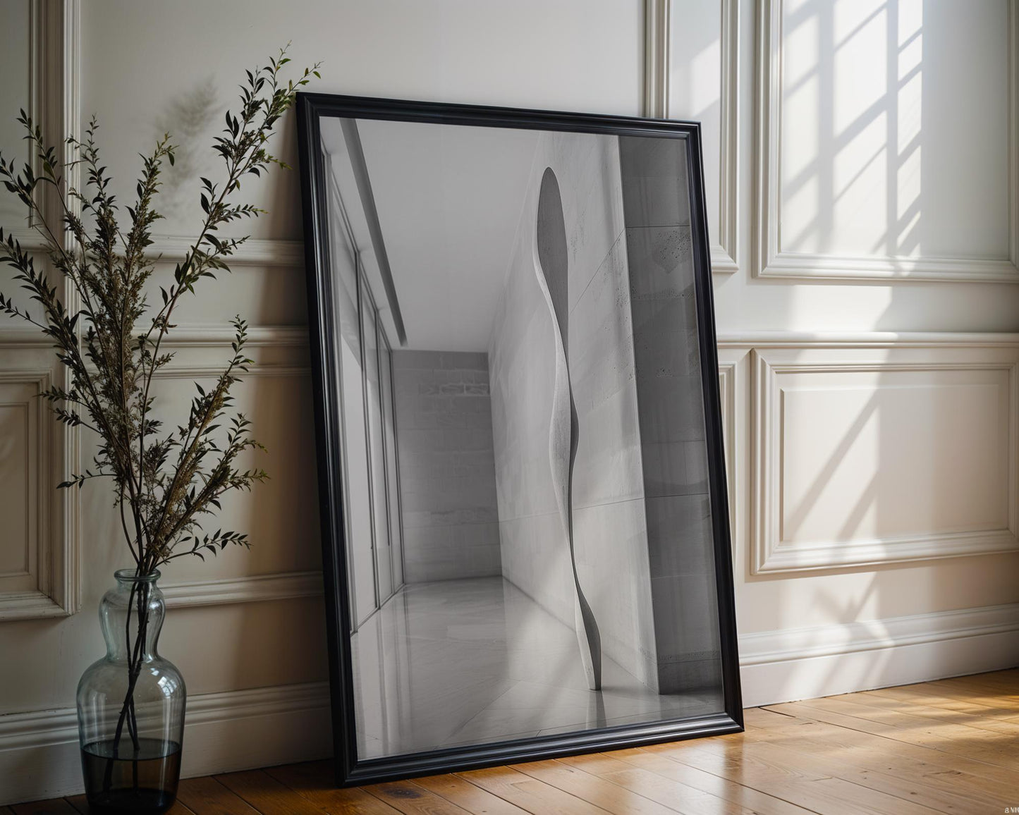 Urban Photography | Abstract Sculpture Art | Minimal Architectural Hallway Print wall art print, black and white architectural poster, minimalist modern Scandinavian wall decor, Monohaus