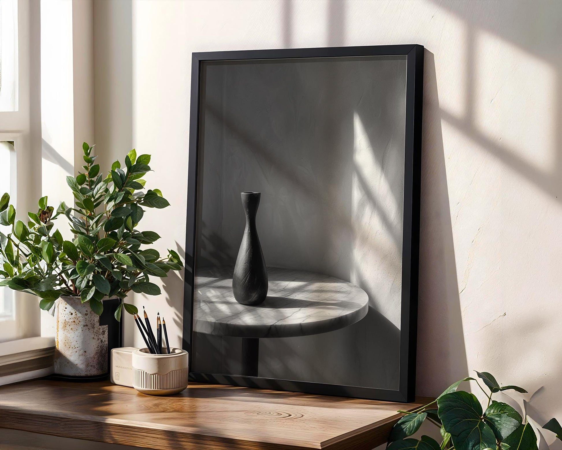 Minimal Wall Art Vase Photography Print | Black and White Still Life Home Decor wall art print, minimalist black and white poster, modern Scandinavian wall decor, Monohaus