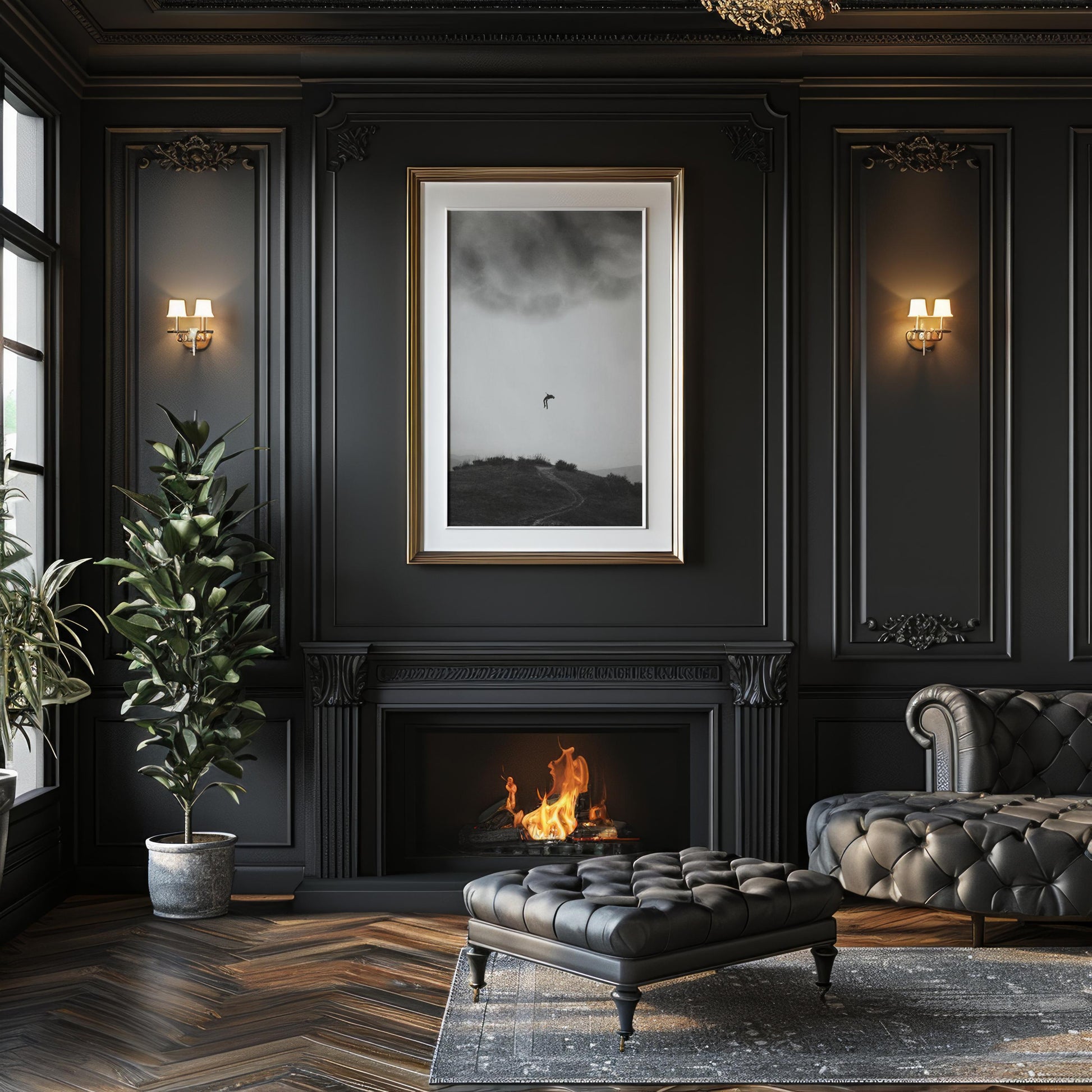 Designer Wall Art | Minimalist Falling Figure Print | Black & White Modern Poster wall art print, minimalist black and white poster, modern Scandinavian wall decor, Monohaus