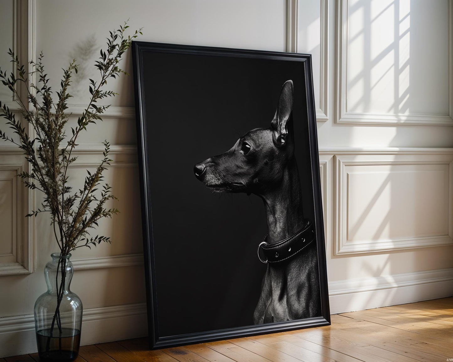 Dog Photography Italian Greyhound Print | Moody Black and White Pet Portrait wall art print, minimalist black and white poster, modern Scandinavian wall decor, Monohaus