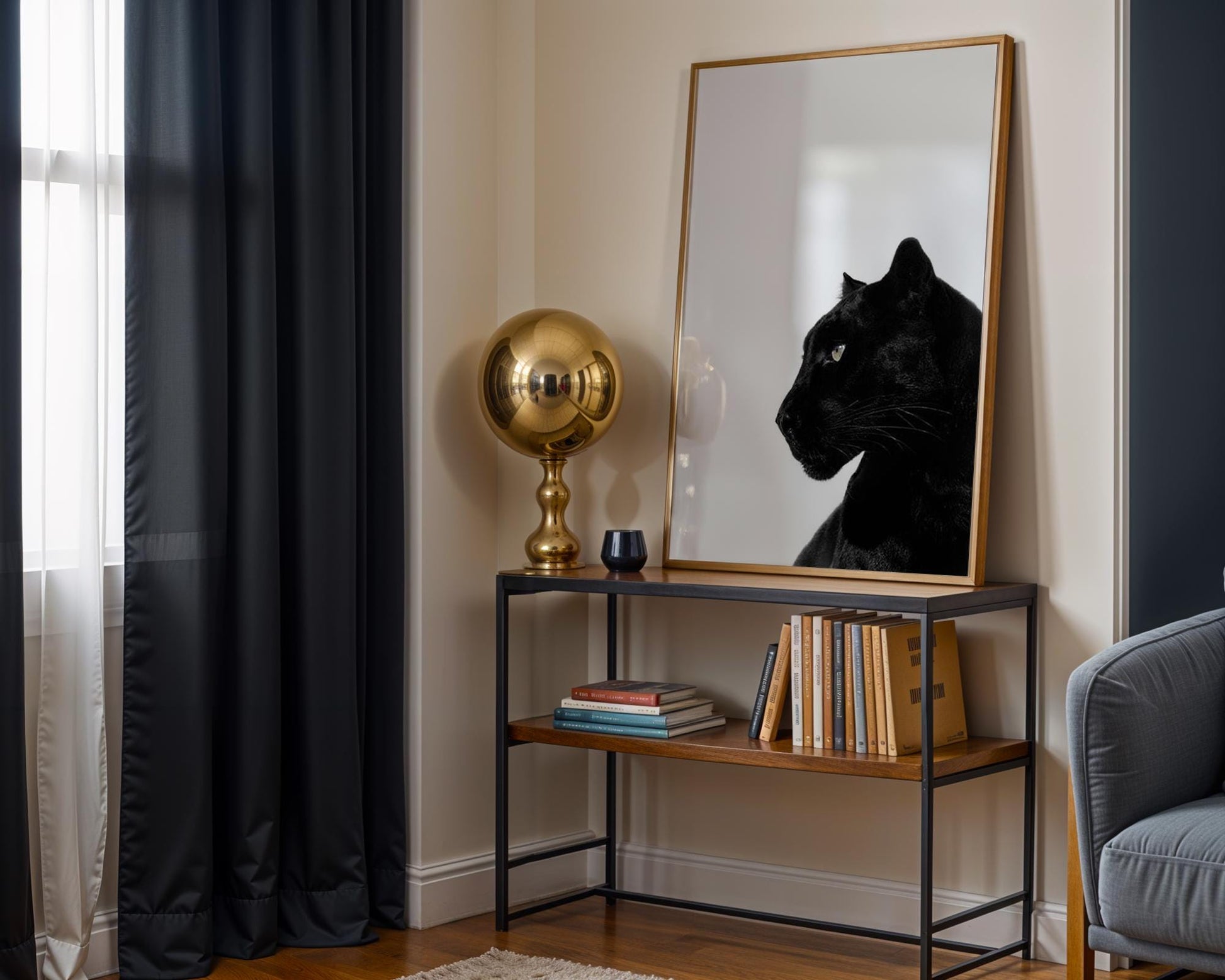 Designer Wall Art | Black Panther Print | Minimalist Animal Art, Monochrome Poster wall art print, minimalist black and white poster, modern Scandinavian wall decor, Monohaus