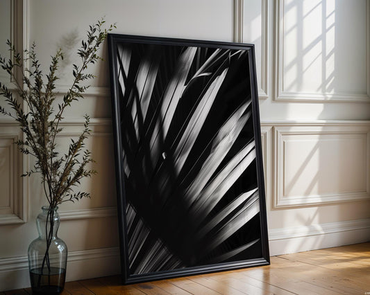 Botanical Photo | Abstract Palm Leaf Shadows | Black and White Photography Print abstract wall art print, geometric minimalist poster, modern Scandinavian decor, Monohaus