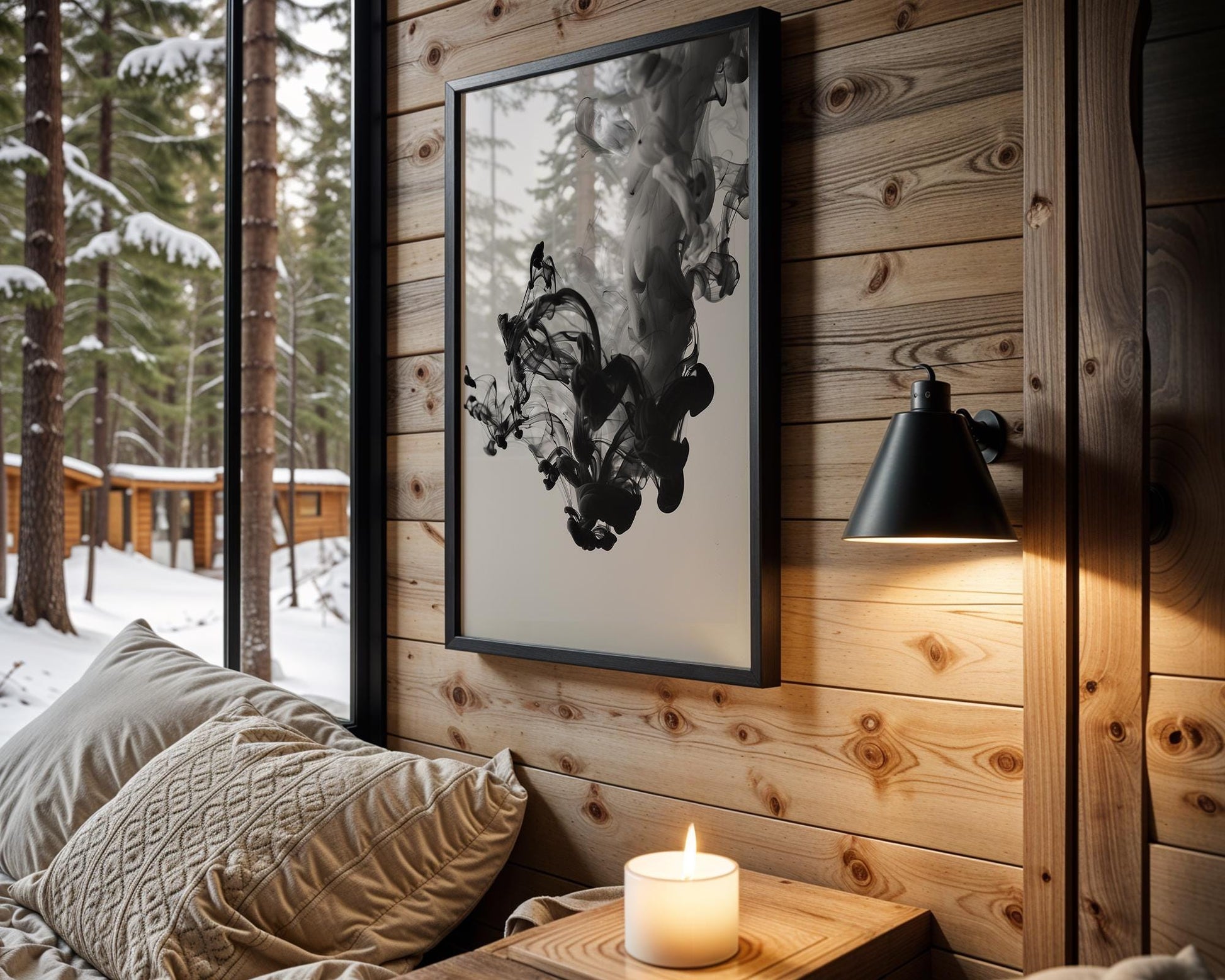 Minimal Wall Art | Black and White Ink Print | Minimalist Smoke Photography wall art print, minimalist black and white poster, modern Scandinavian wall decor, Monohaus