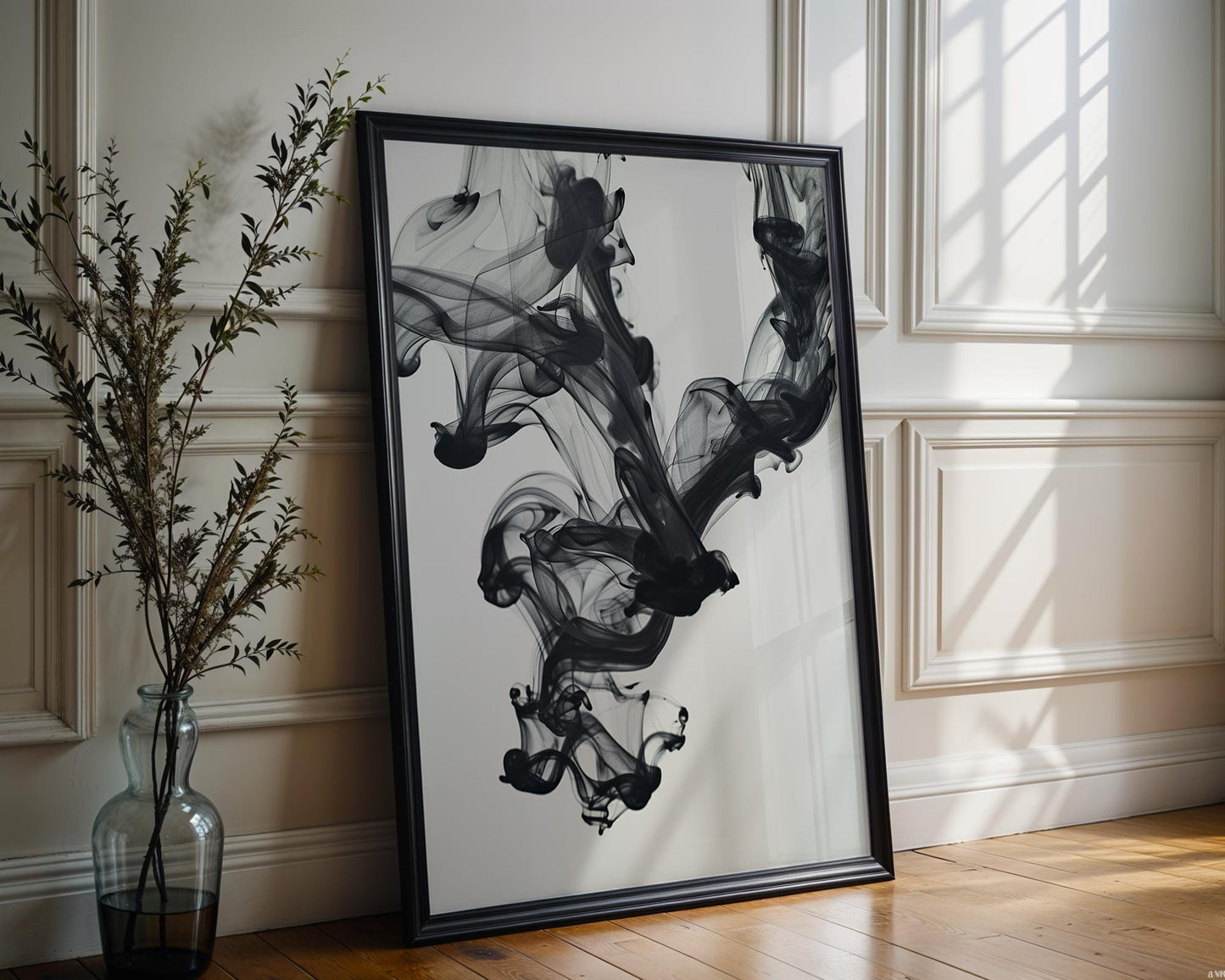 Abstract Black Ink Art Print, Modern Smoke Wall Decor abstract wall art print, geometric minimalist poster, modern Scandinavian decor, Monohaus