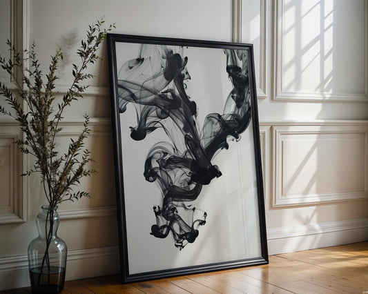 Abstract Black Ink Art Print, Modern Smoke Wall Decor abstract wall art print, geometric minimalist poster, modern Scandinavian decor, Monohaus