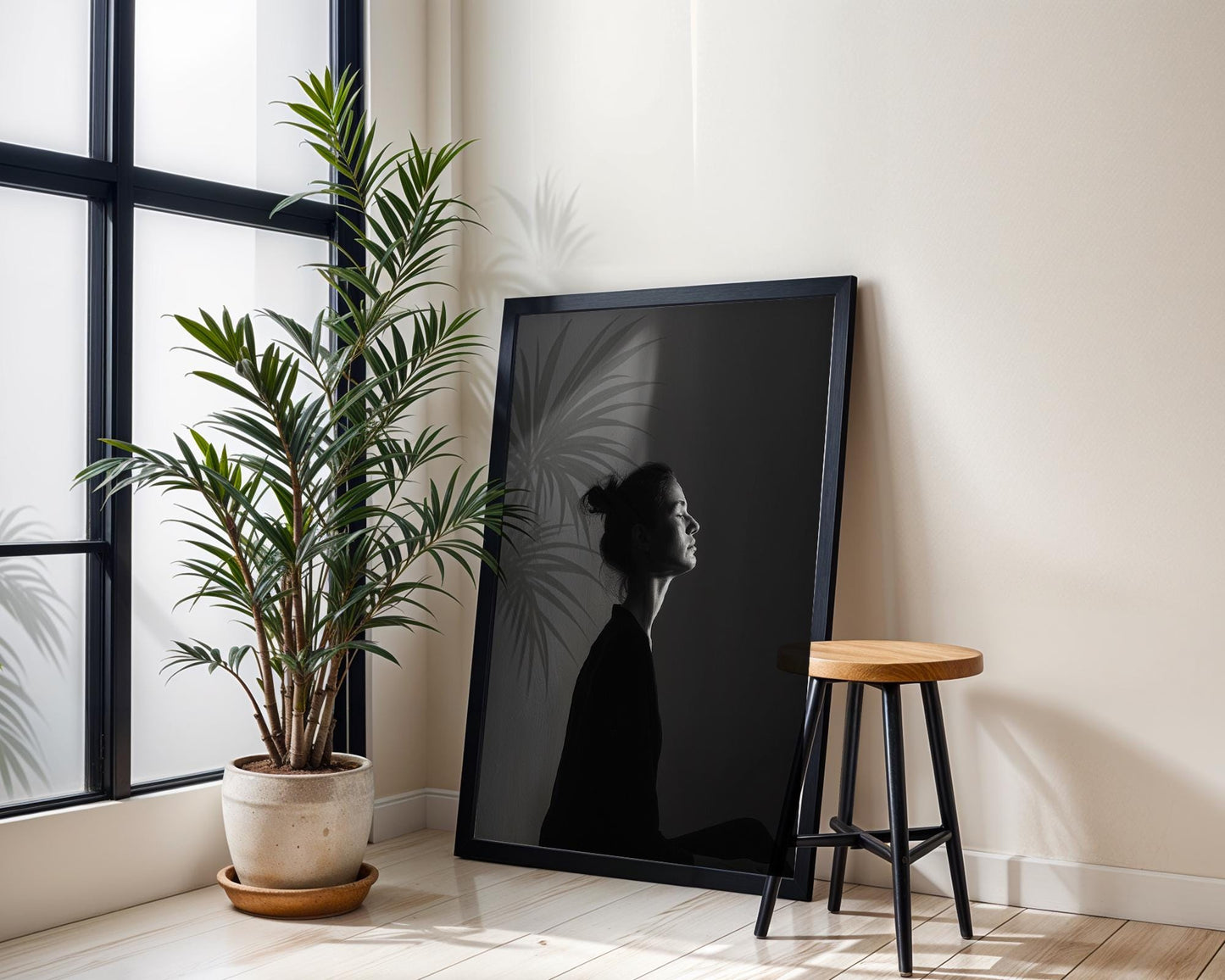 Minimal Wall Art Striking Woman Profile Print Black & White Photography wall art print, minimalist black and white poster, modern Scandinavian wall decor, Monohaus