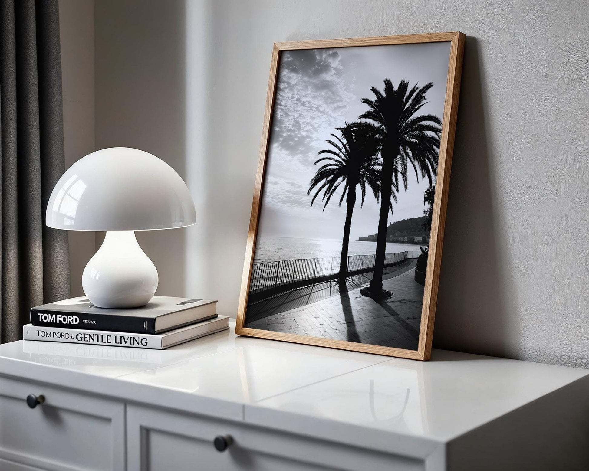 World Landmark | Santa Monica Pier Print | Black and White Coastal Photography wall art print, minimalist black and white poster, modern Scandinavian wall decor, Monohaus