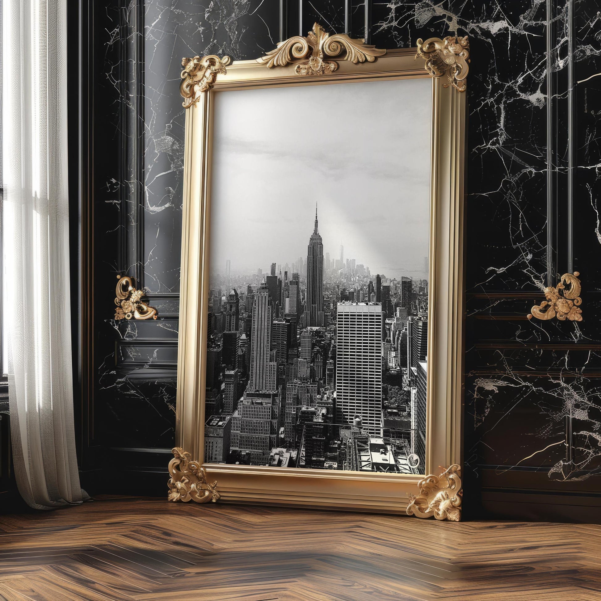 Designer Wall Art | Empire State Building Print | Black & White NYC Skyline Photography wall art print, black and white architectural poster, minimalist modern Scandinavian wall decor, Monohaus