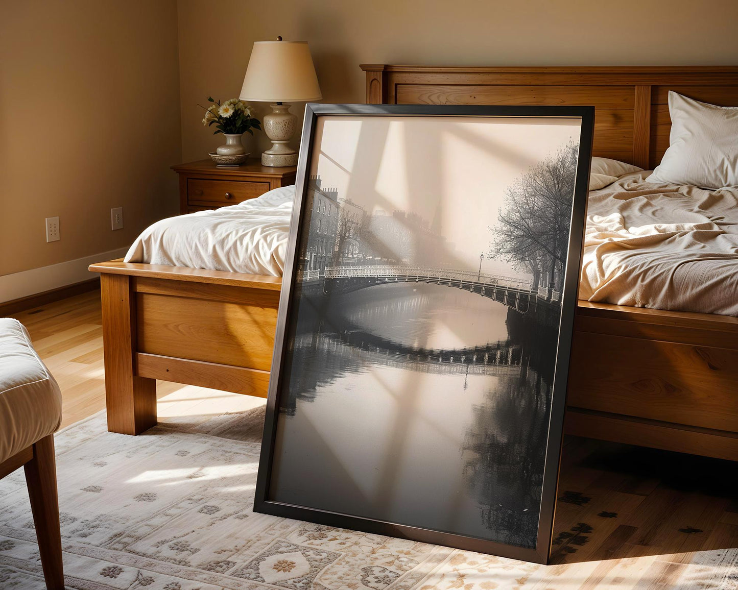 World Landmark | River Liffey Dublin Print | Black and White Minimalist Photography wall art print, minimalist black and white poster, modern Scandinavian wall decor, Monohaus