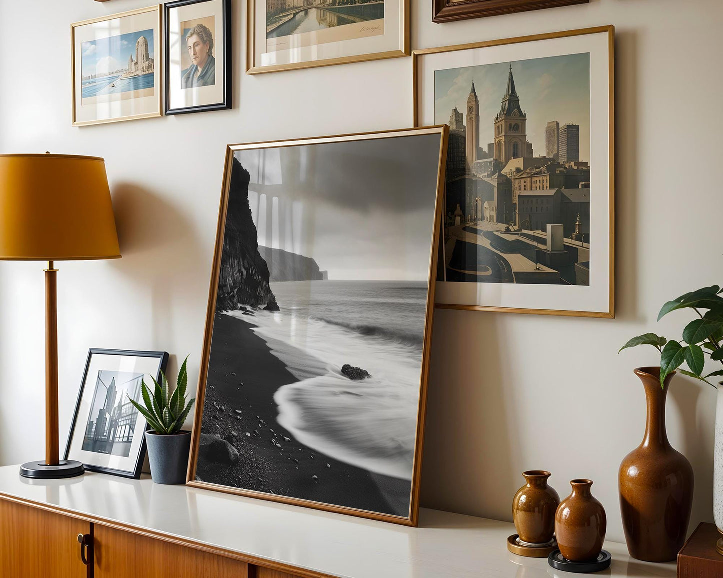 World Landmark | Black Sand Beach Print | Iceland Monochrome Landscape Photography wall art print, minimalist black and white poster, modern Scandinavian wall decor, Monohaus