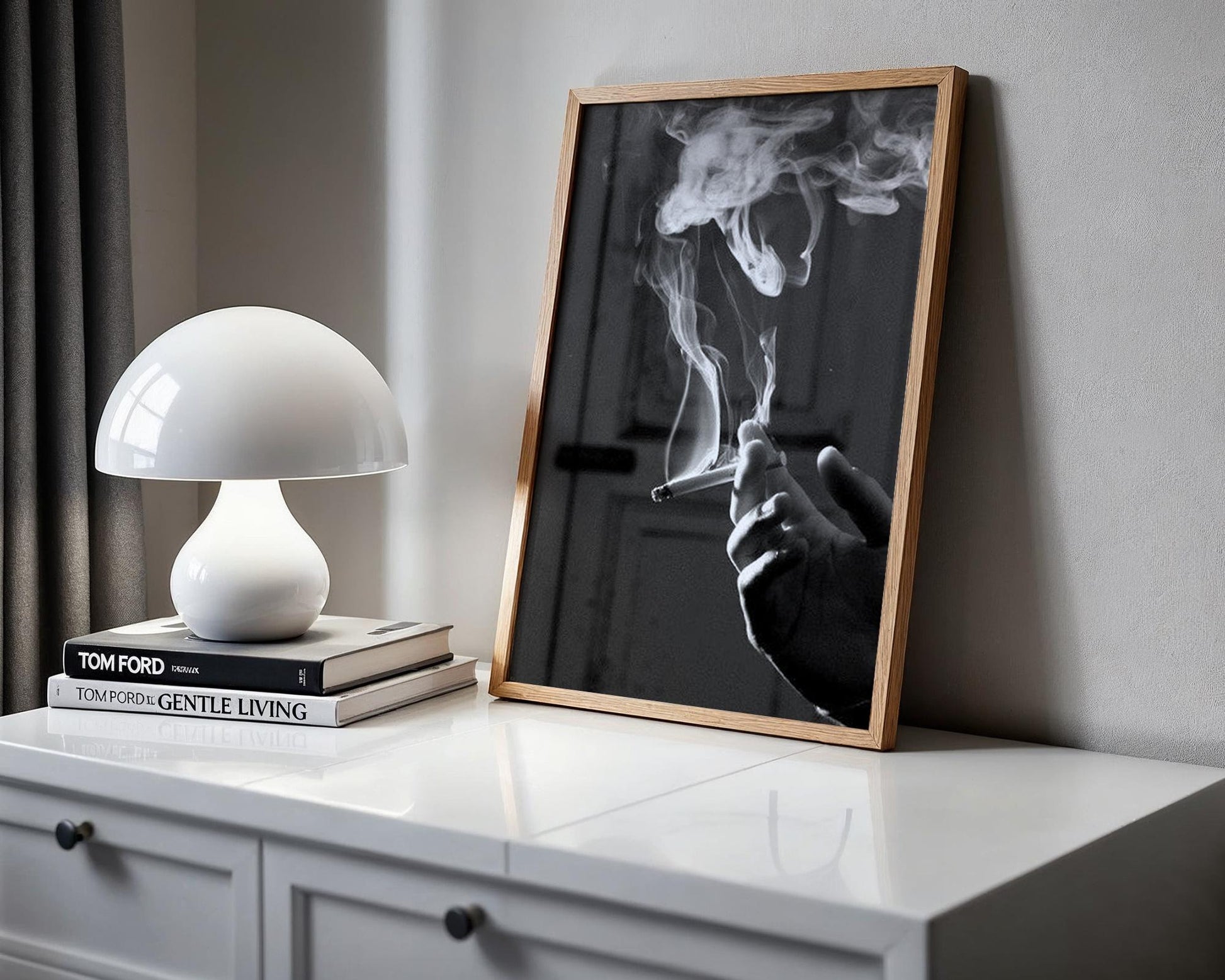 Designer Wall Art | Smoking Photography Print | Black and White Minimal Home wall art print, minimalist black and white poster, modern Scandinavian wall decor, Monohaus