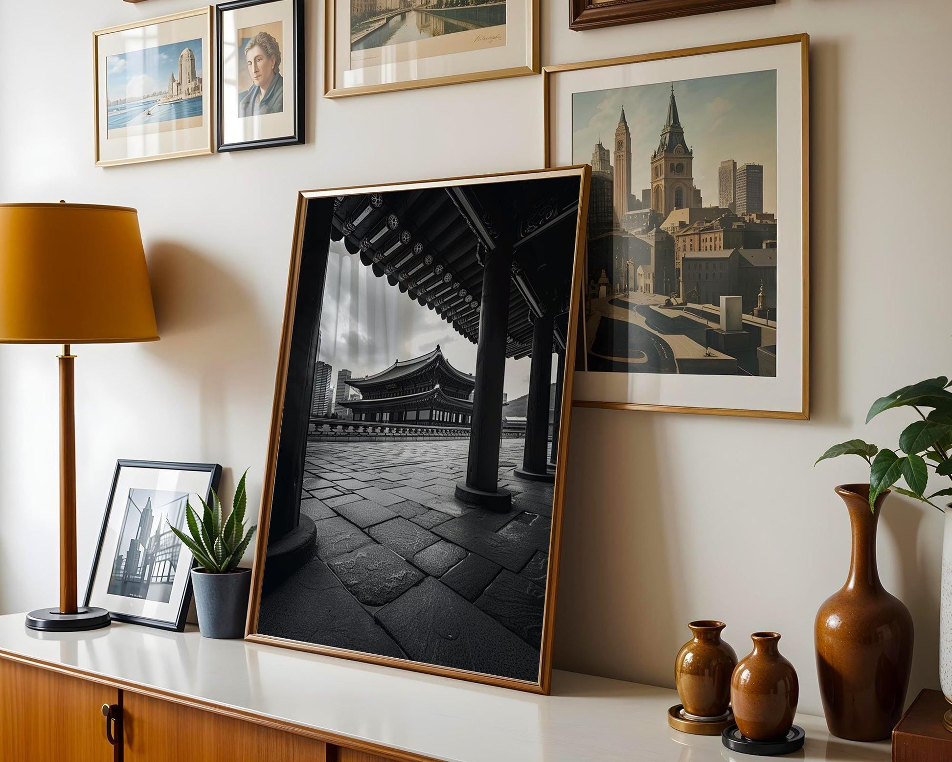 World Landmark | Gyeongbokgung Palace Print | Seoul Black and White Photography wall art print, minimalist black and white poster, modern Scandinavian wall decor, Monohaus