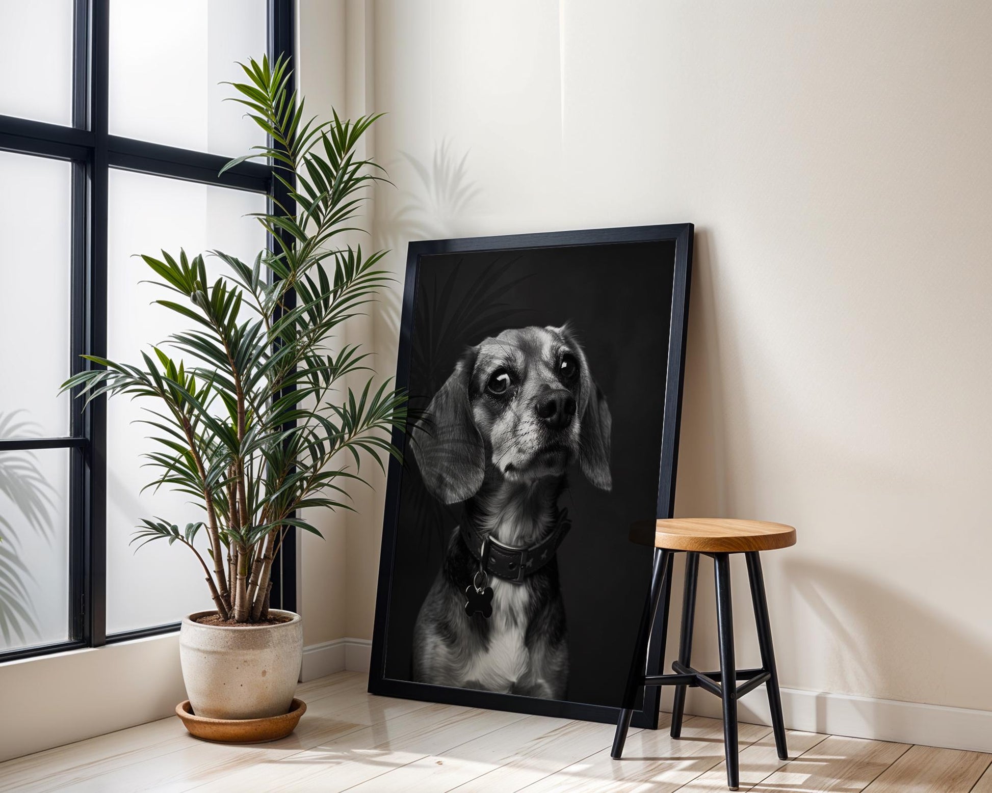 Dog Photography Beagle Portrait Print | Black and White  | Minimalist Pet Art wall art print, minimalist black and white poster, modern Scandinavian wall decor, Monohaus
