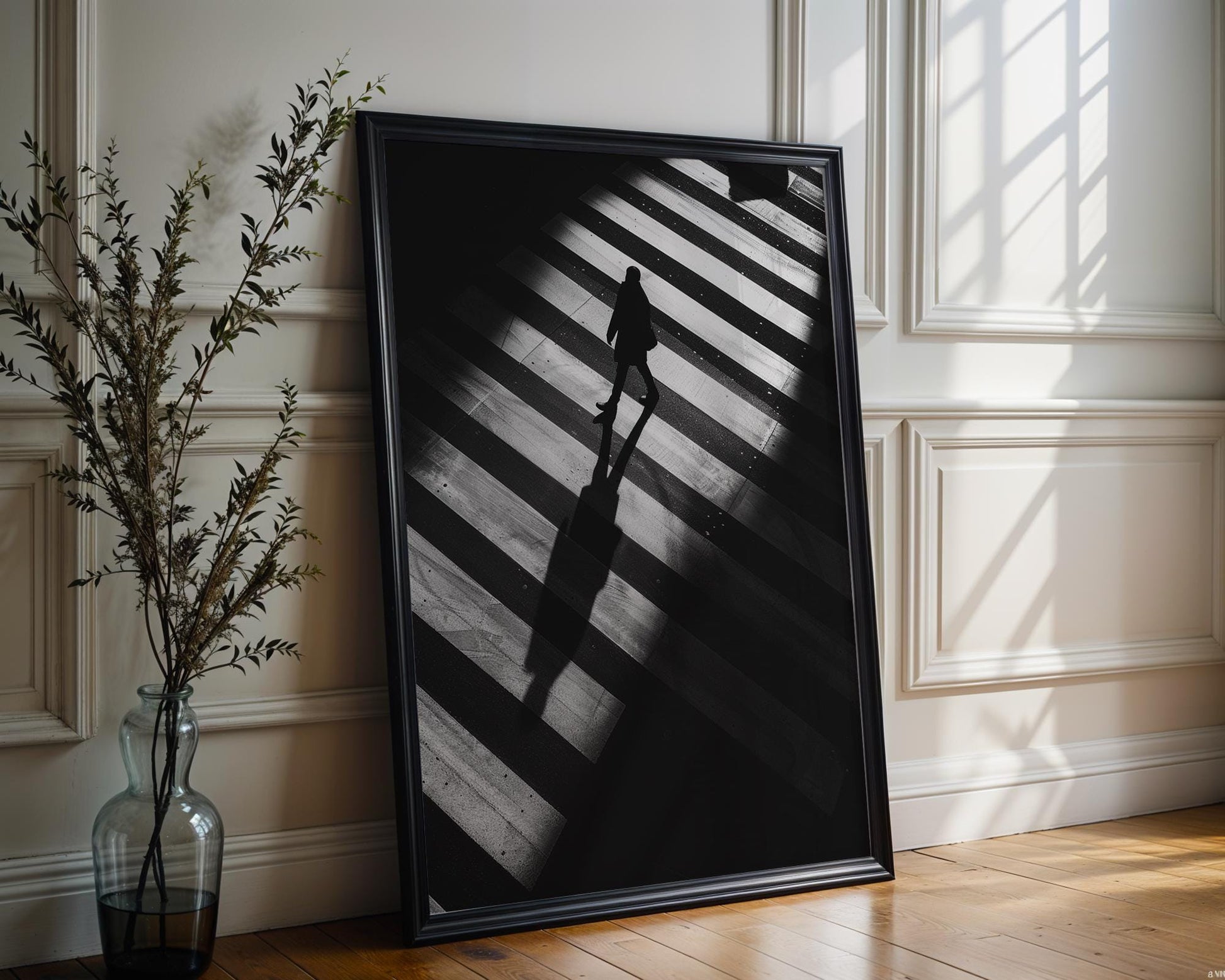 Urban Photography Print | Minimalist Black and White Crosswalk Wall Art black and white photo print, minimalist monochrome wall art poster for modern interiors, Monohaus