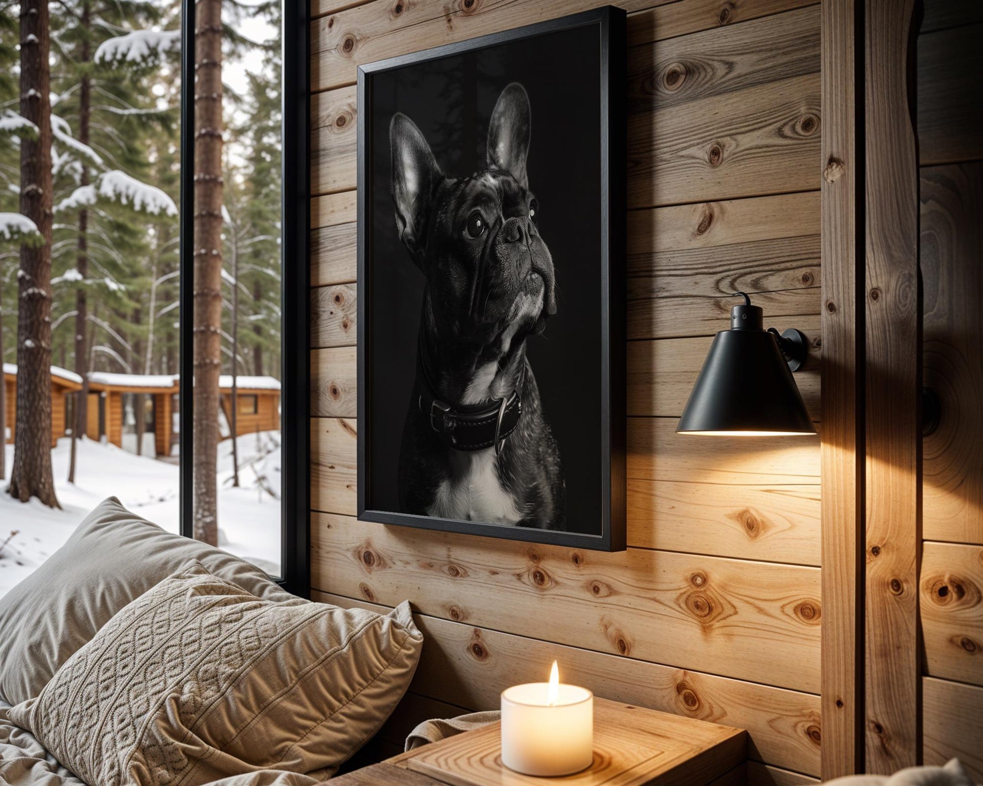 Dog Photography French Bulldog Portrait Print | Black and White Minimalist Poster wall art print, minimalist black and white poster, modern Scandinavian wall decor, Monohaus