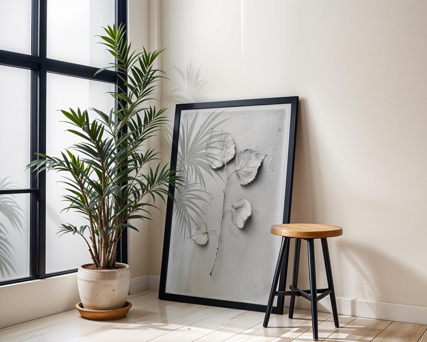 Botanical Photo | Minimalist Leaf Art Print | Modern Black and White  Poster wall art print, minimalist black and white poster, modern Scandinavian wall decor, Monohaus