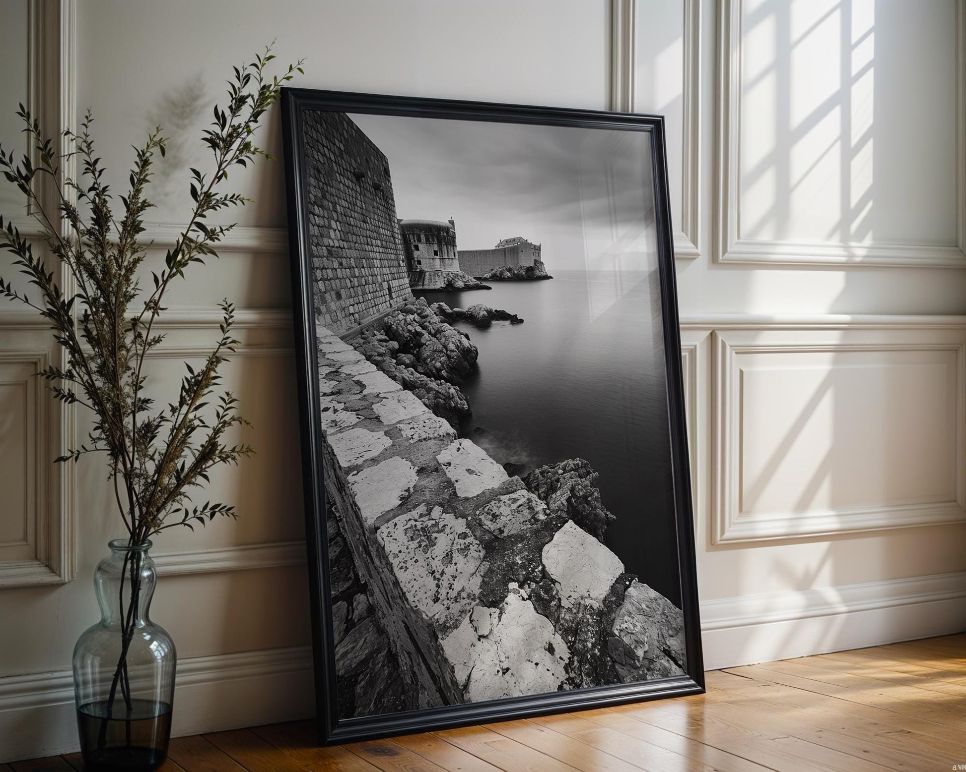 World Landmark | Fort Bokar Dubrovnik Print | Black and White Croatia Wall Art wall art print, minimalist black and white poster, modern Scandinavian wall decor, Monohaus