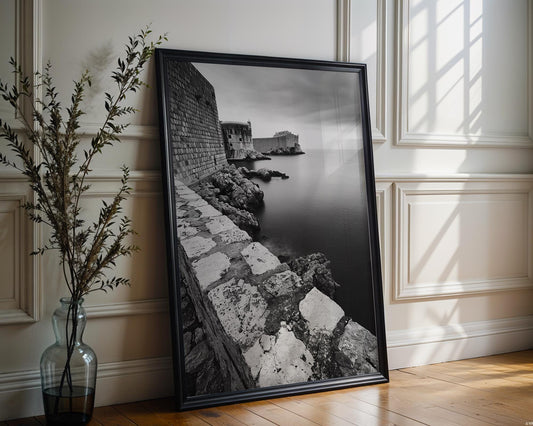 World Landmark | Fort Bokar Dubrovnik Print | Black and White Croatia Wall Art wall art print, minimalist black and white poster, modern Scandinavian wall decor, Monohaus