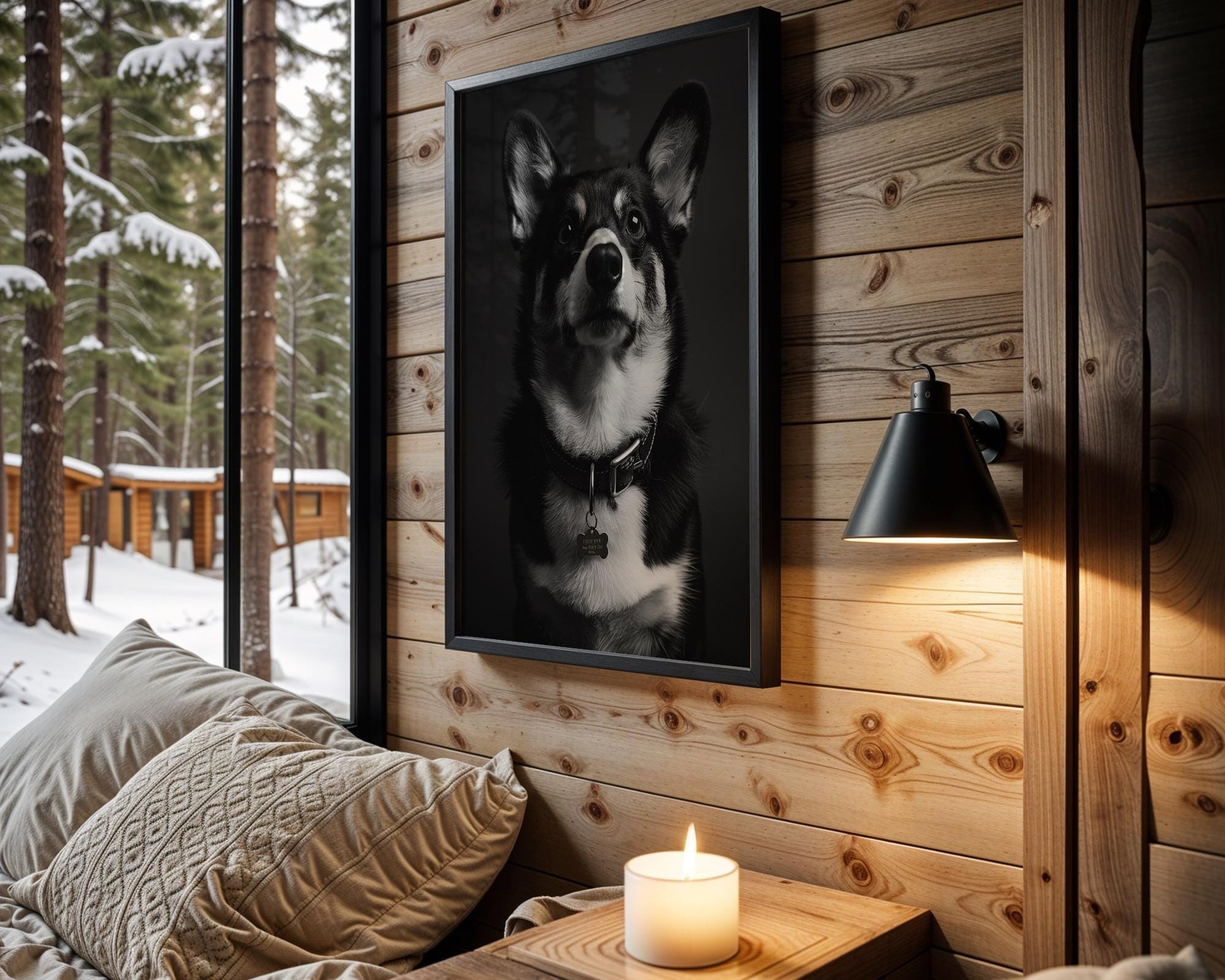 Dog Photography Monochrome Corgi Portrait | Minimalist Black and White Pet Art Print wall art print, minimalist black and white poster, modern Scandinavian wall decor, Monohaus