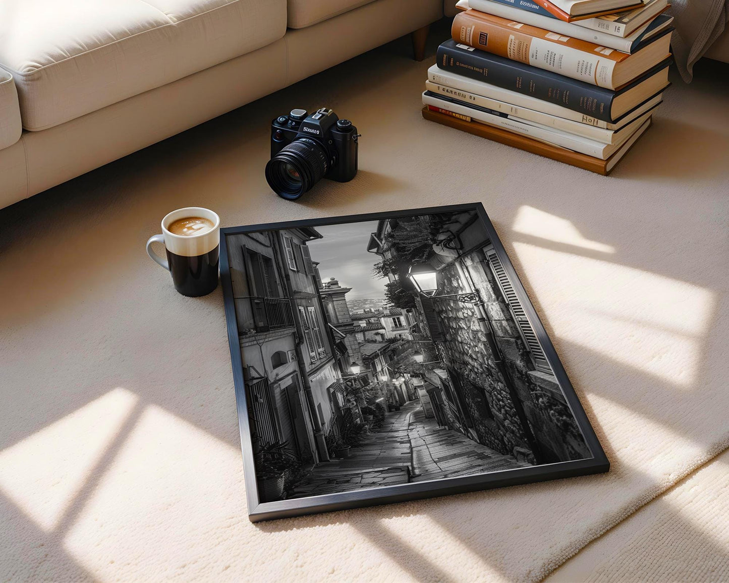 Villefranche sur Mer Photography Print | French Riviera Black and White Coastal Wall Art wall art print, minimalist black and white poster, modern Scandinavian wall decor, Monohaus