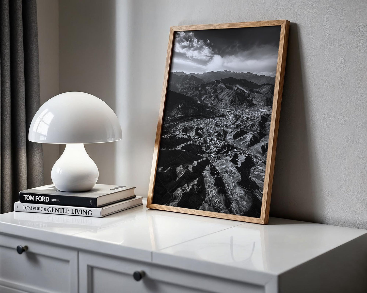 World Landmark | La Paz Bolivia Photography Print | Black and White Mountain Cityscape Wall Art