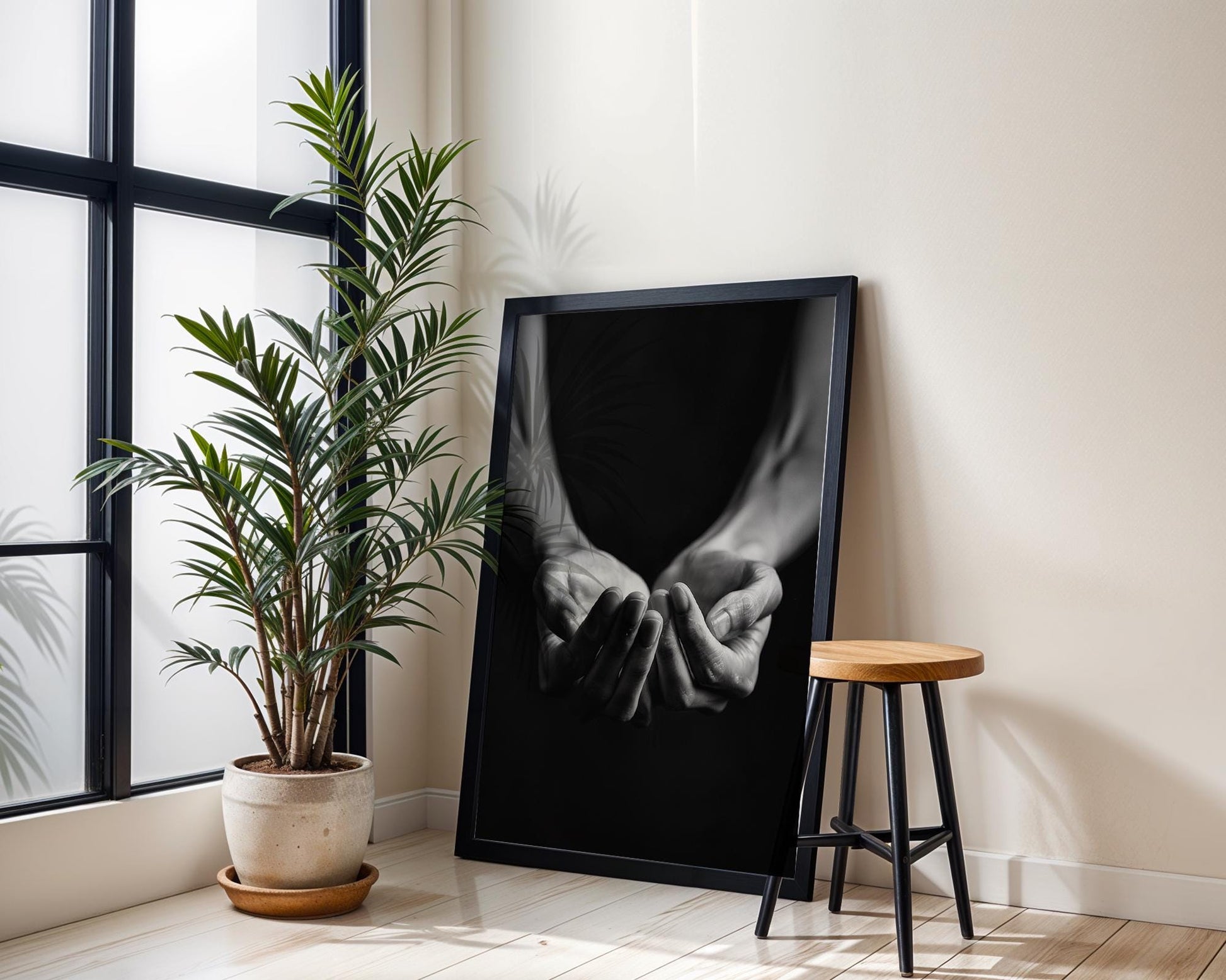 Minimal Wall Art Hands Study | Black and White Fine Art Photography wall art print, minimalist black and white poster, modern Scandinavian wall decor, Monohaus