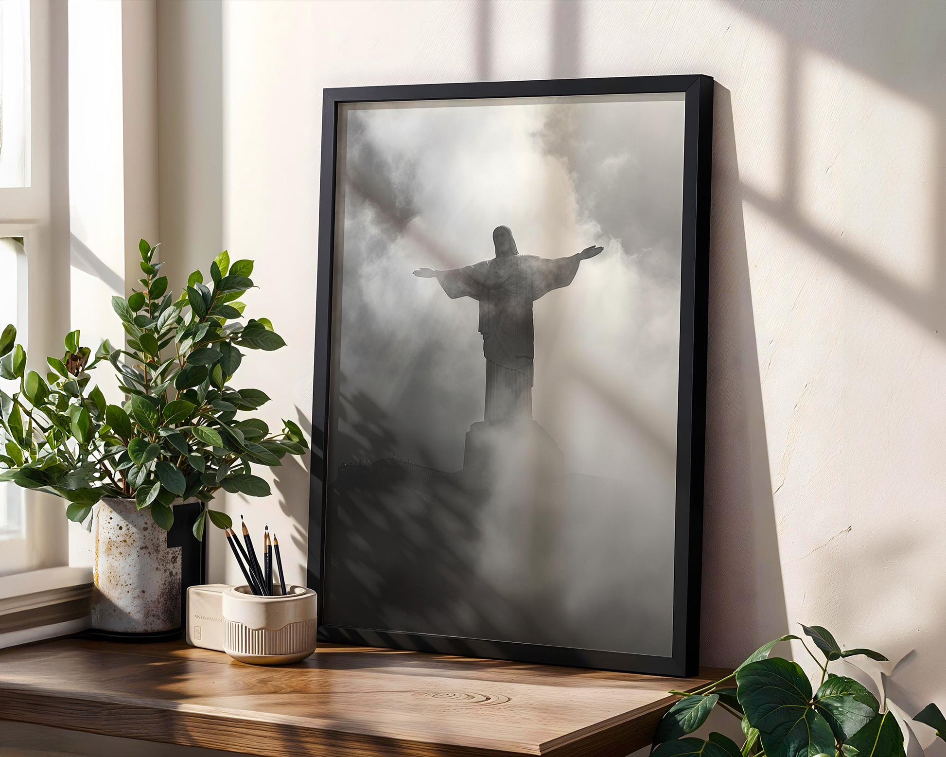 World Landmark | Christ the Redeemer Print | Black and White Rio de Janeiro Photography wall art print, minimalist black and white poster, modern Scandinavian wall decor, Monohaus