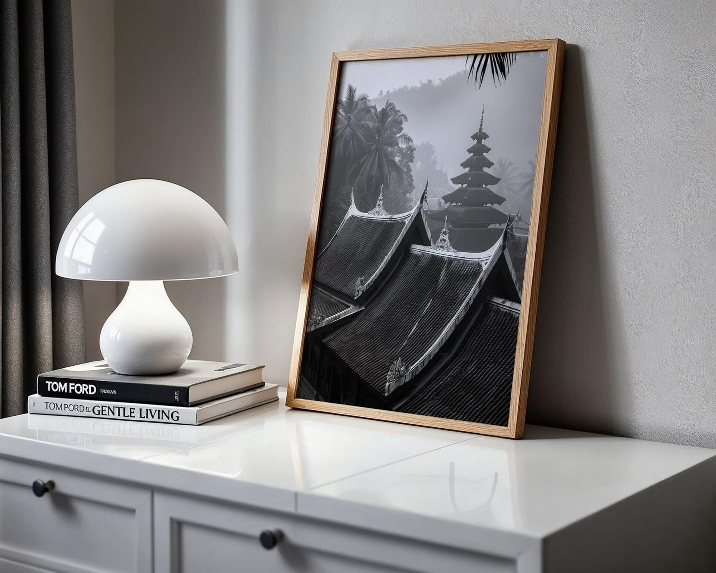World Landmark | Laos Temple Print | Luang Prabang Photography, Black and White Art wall art print, minimalist black and white poster, modern Scandinavian wall decor, Monohaus
