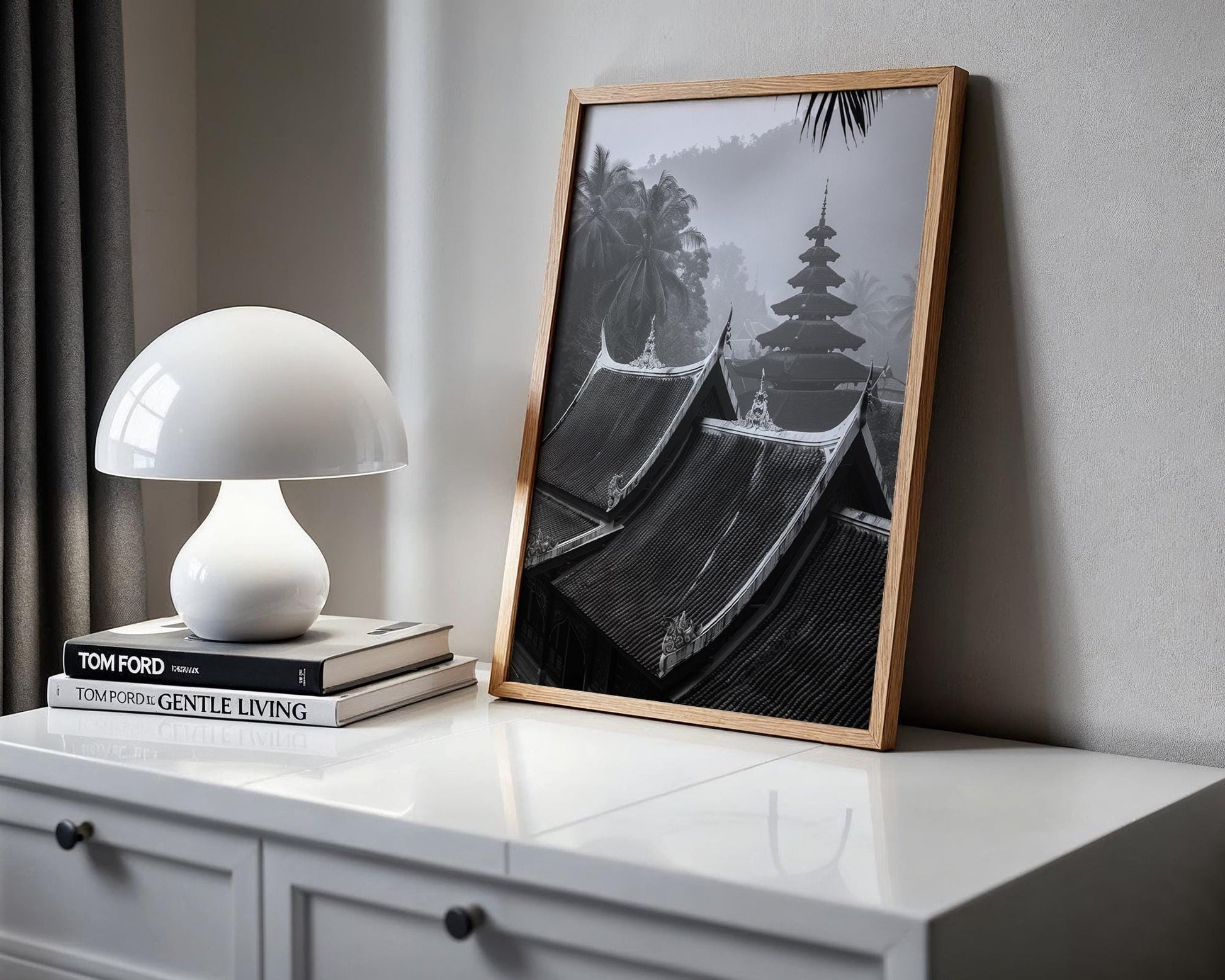 World Landmark | Laos Temple Print | Luang Prabang Photography, Black and White Art wall art print, minimalist black and white poster, modern Scandinavian wall decor, Monohaus