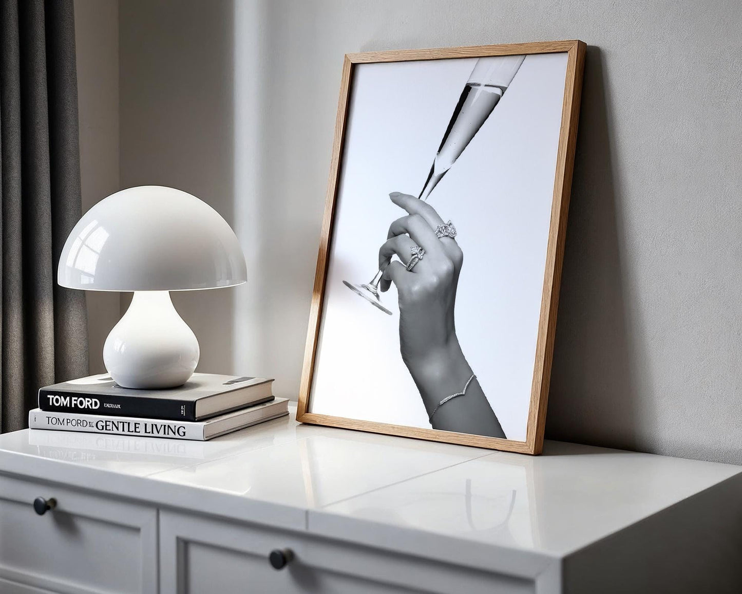 Designer Wall Art | Champagne Toast Print | Minimalist Black and White Glam Art wall art print, minimalist black and white poster, modern Scandinavian wall decor, Monohaus