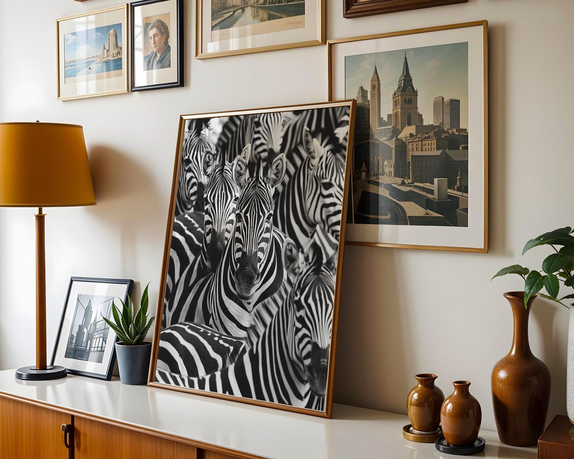 Wildlife Poster | Minimalist Zebra Herd Print | Black & White Safari Photography wall art print, minimalist black and white poster, modern Scandinavian wall decor, Monohaus