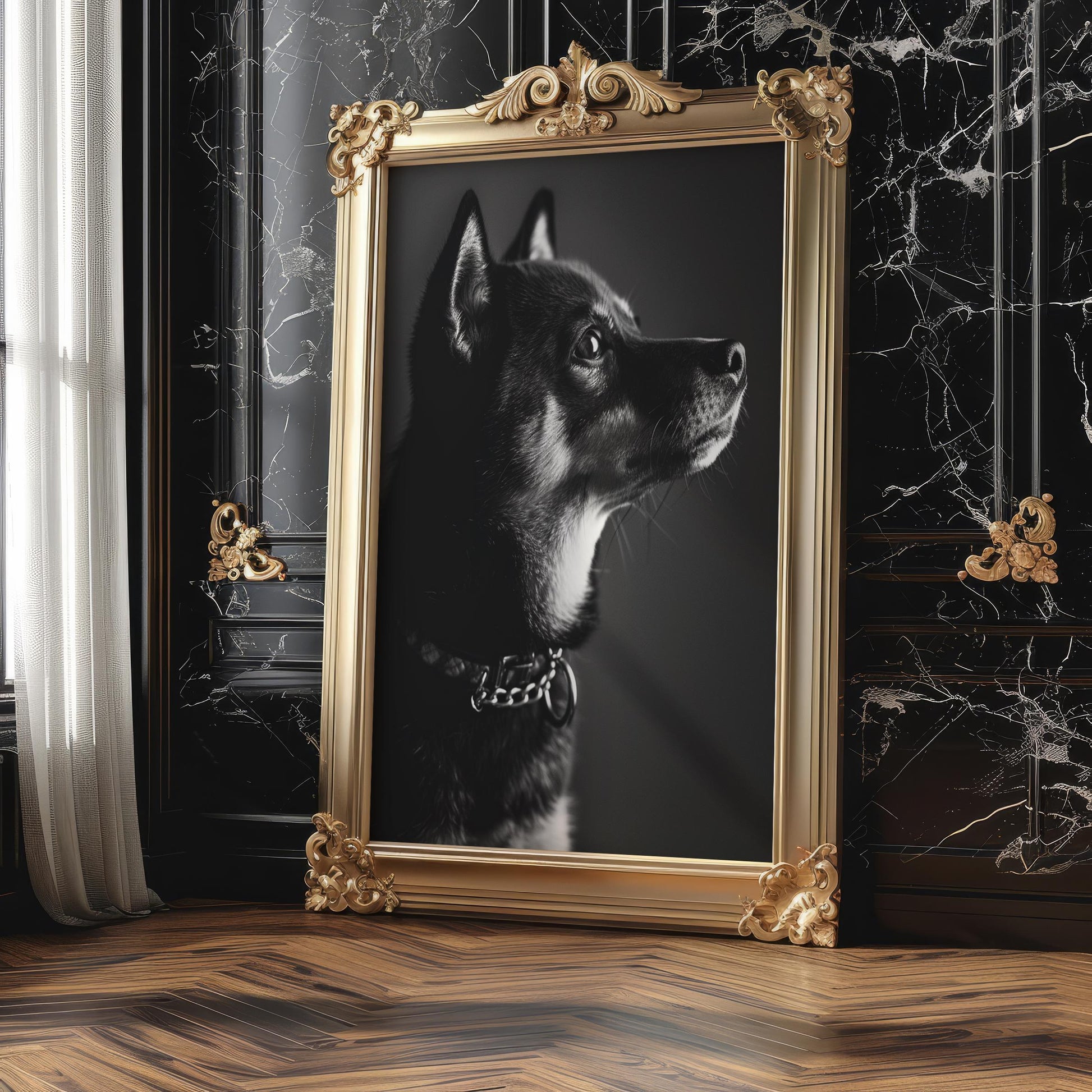 Dog Photography Black  Print | Minimalist Pet Portrait Poster wall art print, minimalist black and white poster, modern Scandinavian wall decor, Monohaus