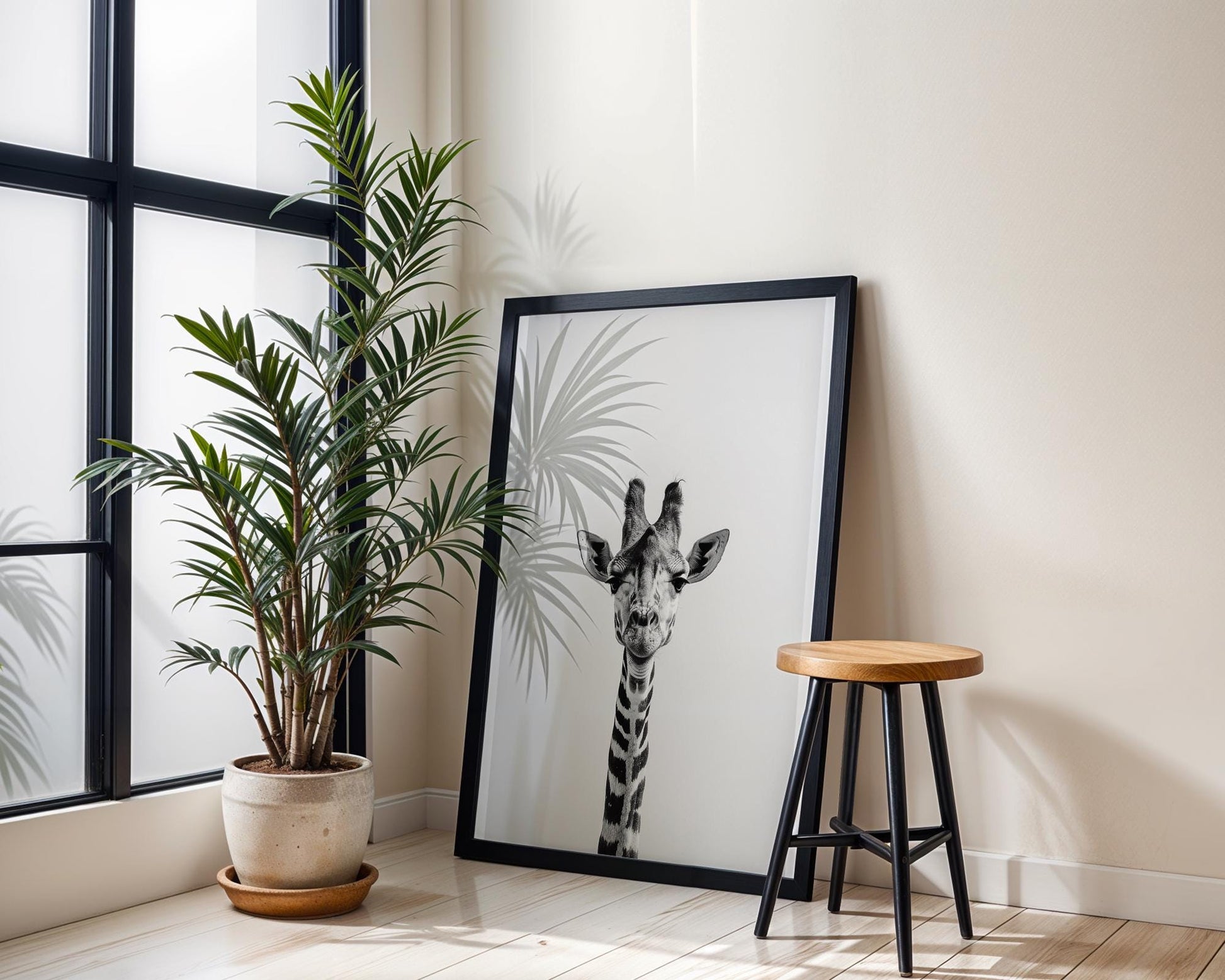 Wildlife Poster | Giraffe Portrait Print • Minimalist Black & White Safari Animal Wall Art wall art print, minimalist black and white poster, modern Scandinavian wall decor, Monohaus