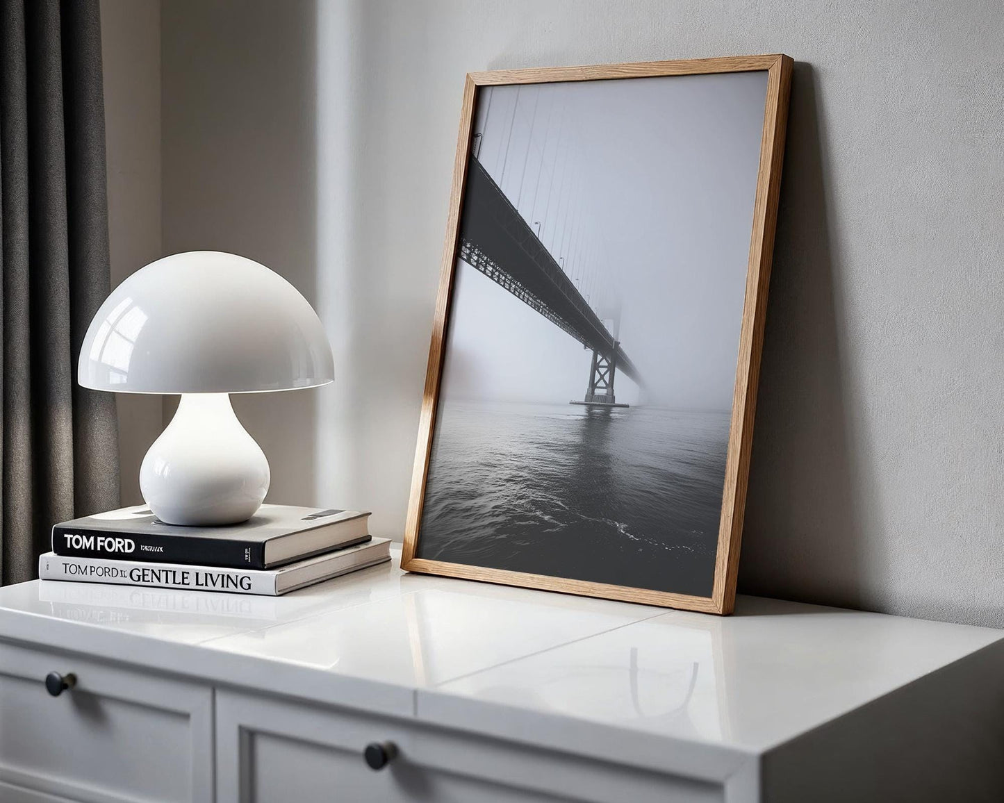 World Landmark | Golden Gate Bridge Print | San Francisco Black and White Photography wall art print, minimalist black and white poster, modern Scandinavian wall decor, Monohaus