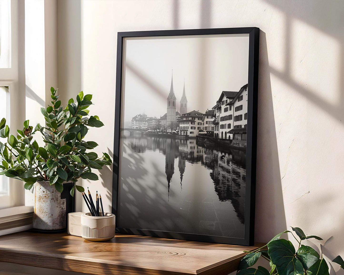 World Landmark | Zurich Twin Spires Photo Print | Black and White Switzerland Architecture