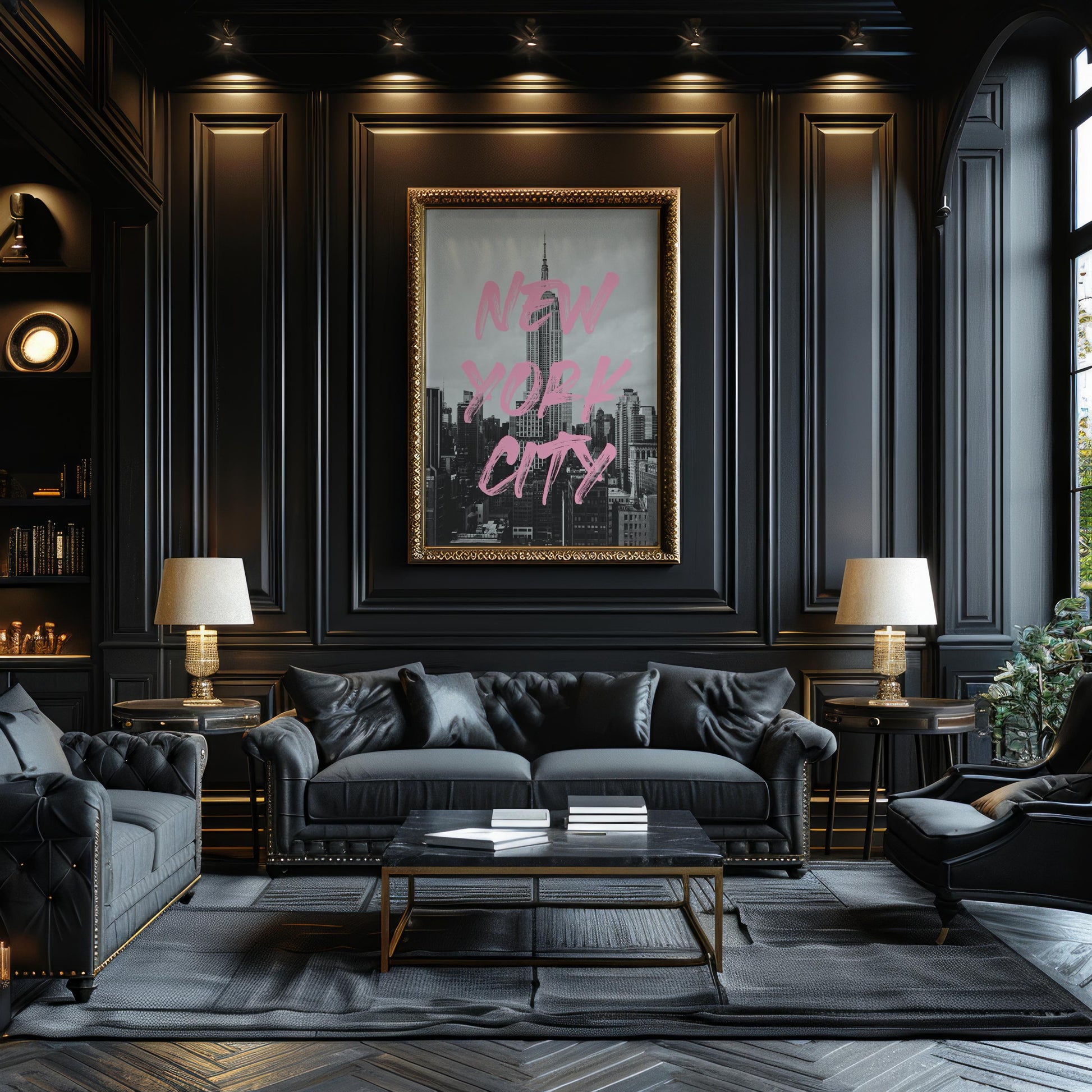 Designer Wall Art | New York City Skyline Print | Empire State Building wall art print, black and white architectural poster, minimalist modern Scandinavian wall decor, Monohaus