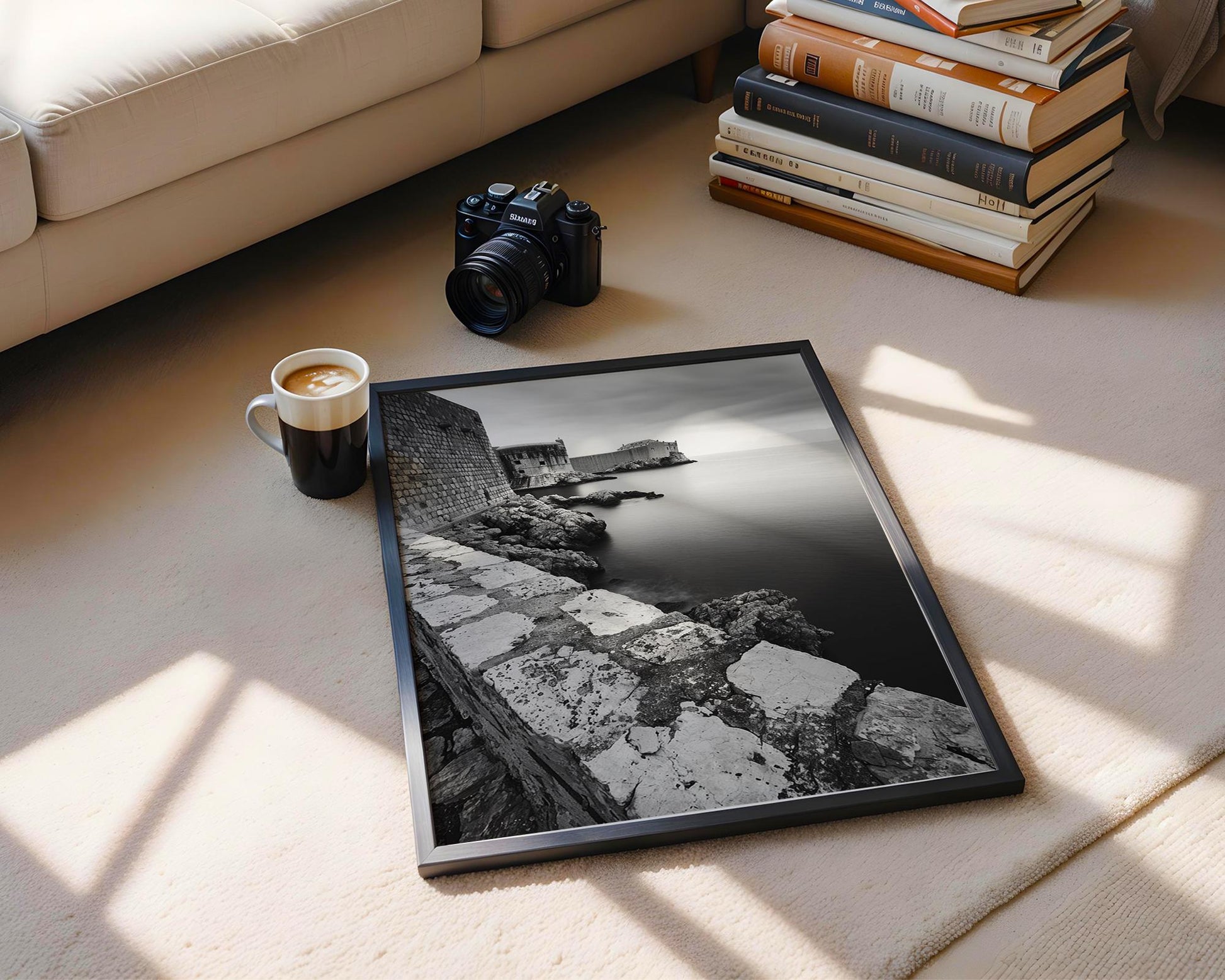 World Landmark | Fort Bokar Dubrovnik Print | Black and White Croatia Wall Art wall art print, minimalist black and white poster, modern Scandinavian wall decor, Monohaus