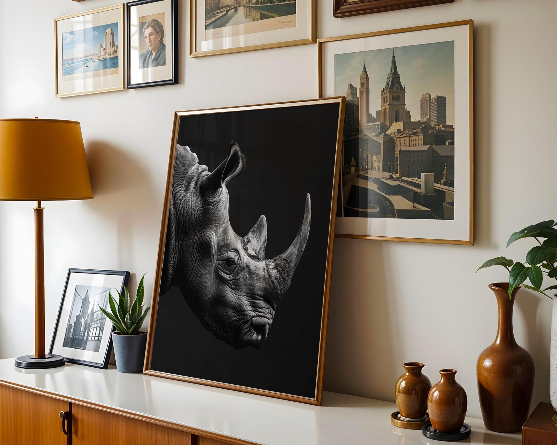 Wildlife Poster | Rhino Print | Minimalist Black & White Safari Photography wall art print, minimalist black and white poster, modern Scandinavian wall decor, Monohaus