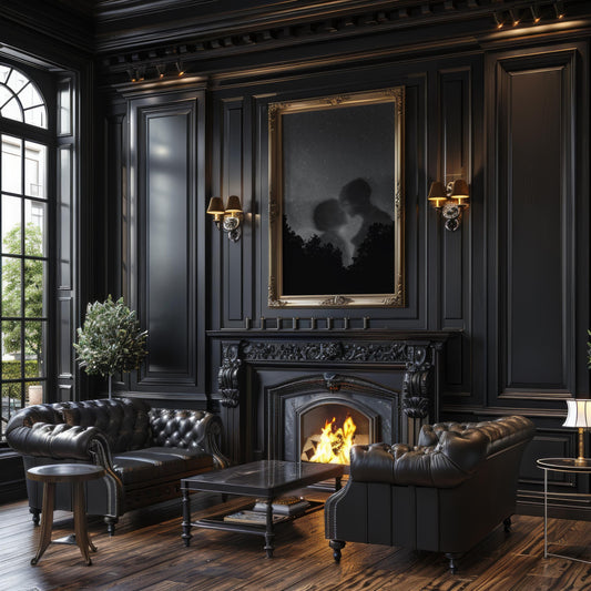 Designer Wall Art | Starry Night Lovers Print | Minimalist Black and White Photography wall art print, minimalist black and white poster, modern Scandinavian wall decor, Monohaus