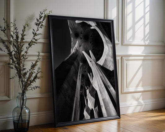 Urban Photography | Sagrada Familia Print | Barcelona Architecture Wall Art wall art print, black and white architectural poster, minimalist modern Scandinavian wall decor, Monohaus