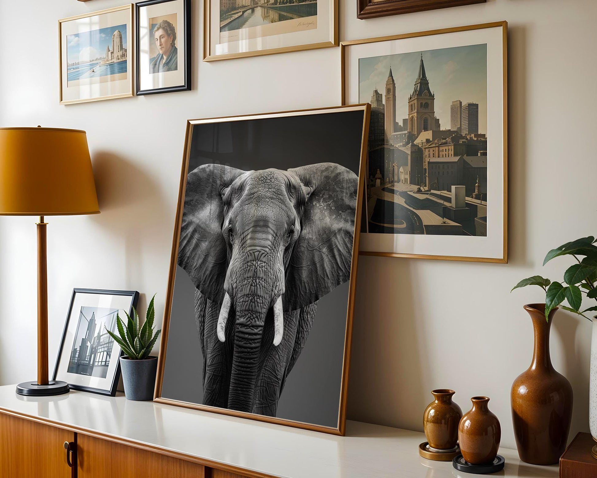 Wildlife Poster | Minimalist Elephant Portrait | Black & White Safari Animal Print wall art print, minimalist black and white poster, modern Scandinavian wall decor, Monohaus