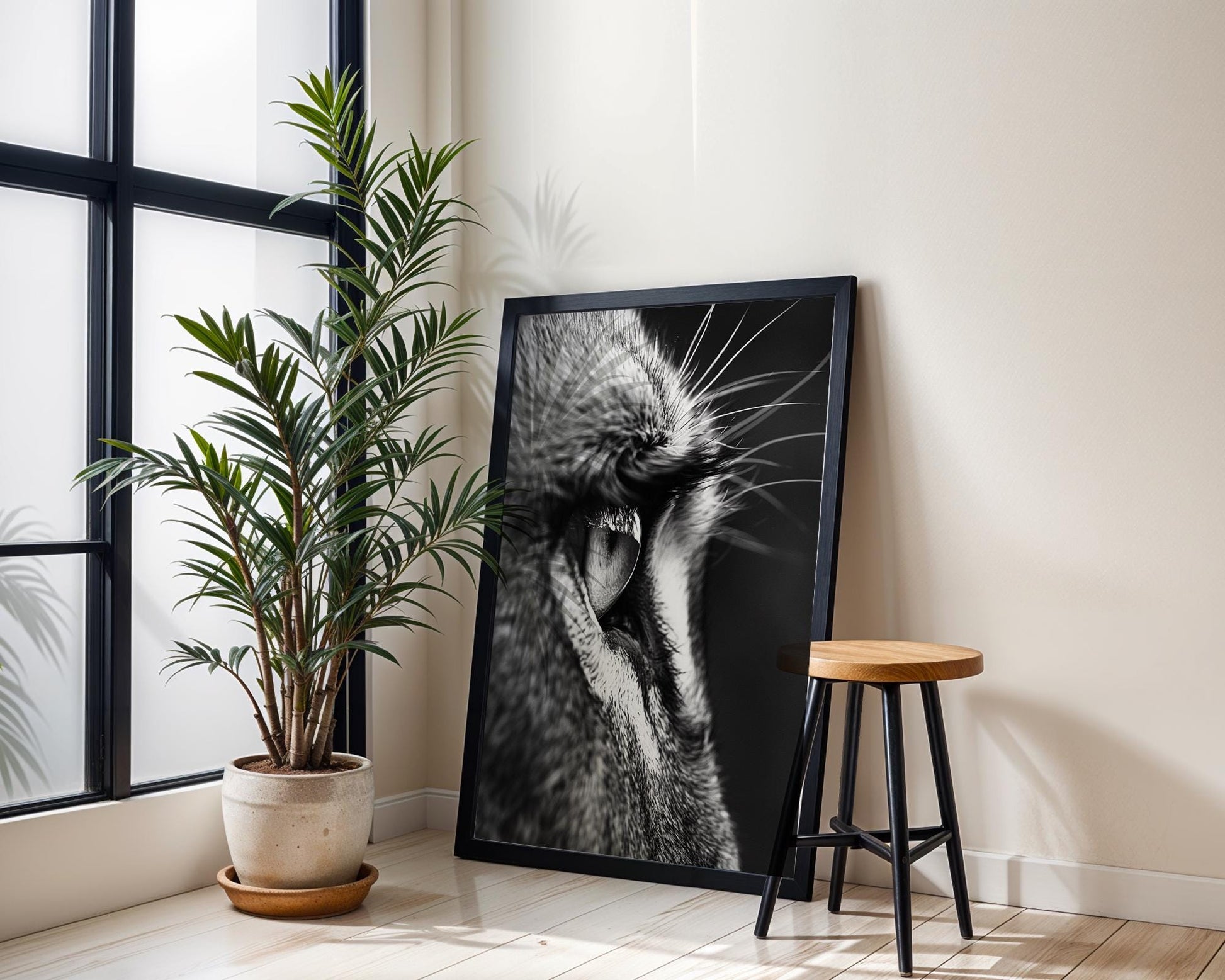 Wildlife Poster | Lion Eye Print | Minimalist Black & White Photography, Modern Safari Art wall art print, minimalist black and white poster, modern Scandinavian wall decor, Monohaus