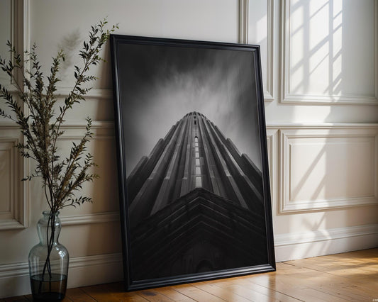 World Landmark | Hallgrímskirkja Church Print | Black and White Reykjavik Architecture Photography